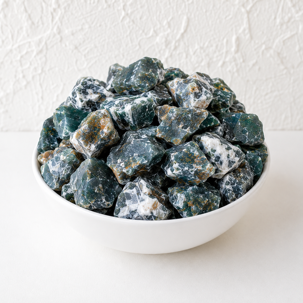 Moss Agate Rough Rocks(Encourage Tranquility and Emotional Balance)