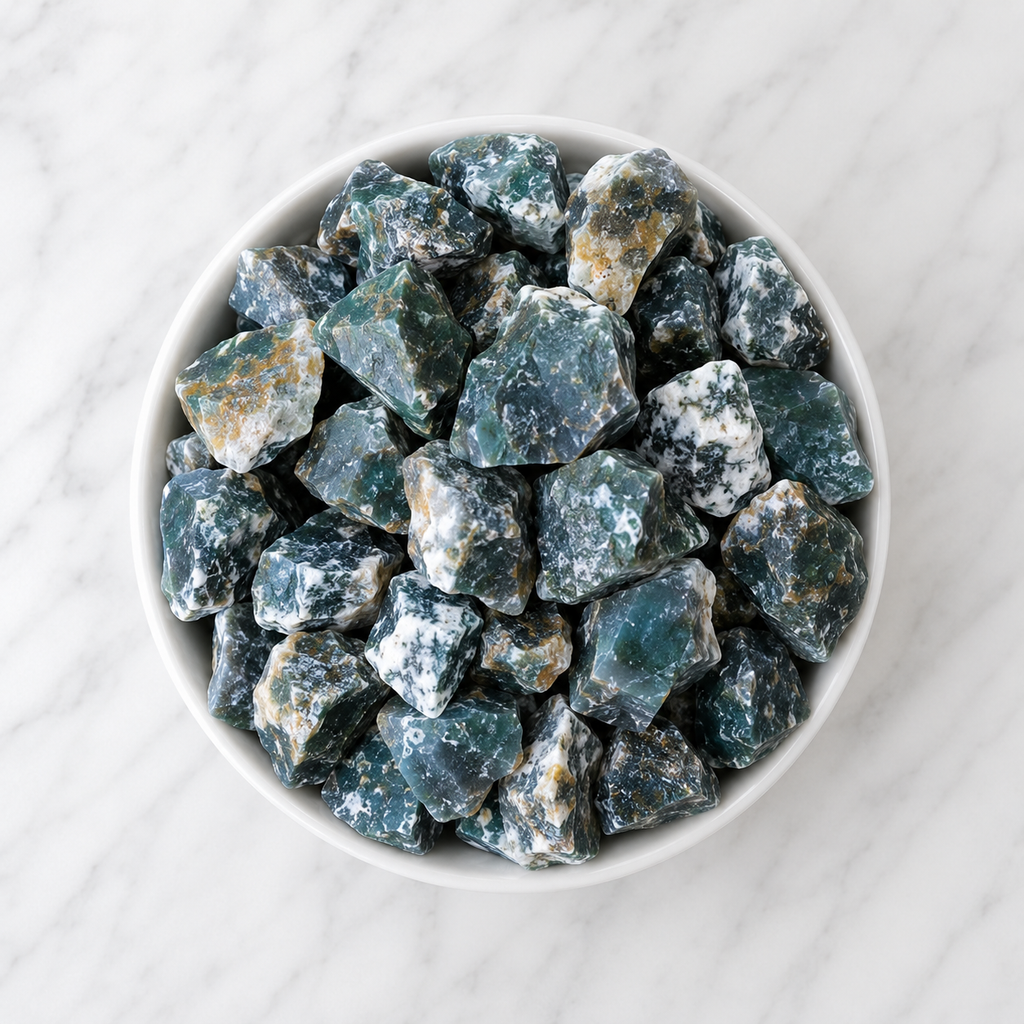 Moss Agate Rough Rocks(Encourage Tranquility and Emotional Balance)