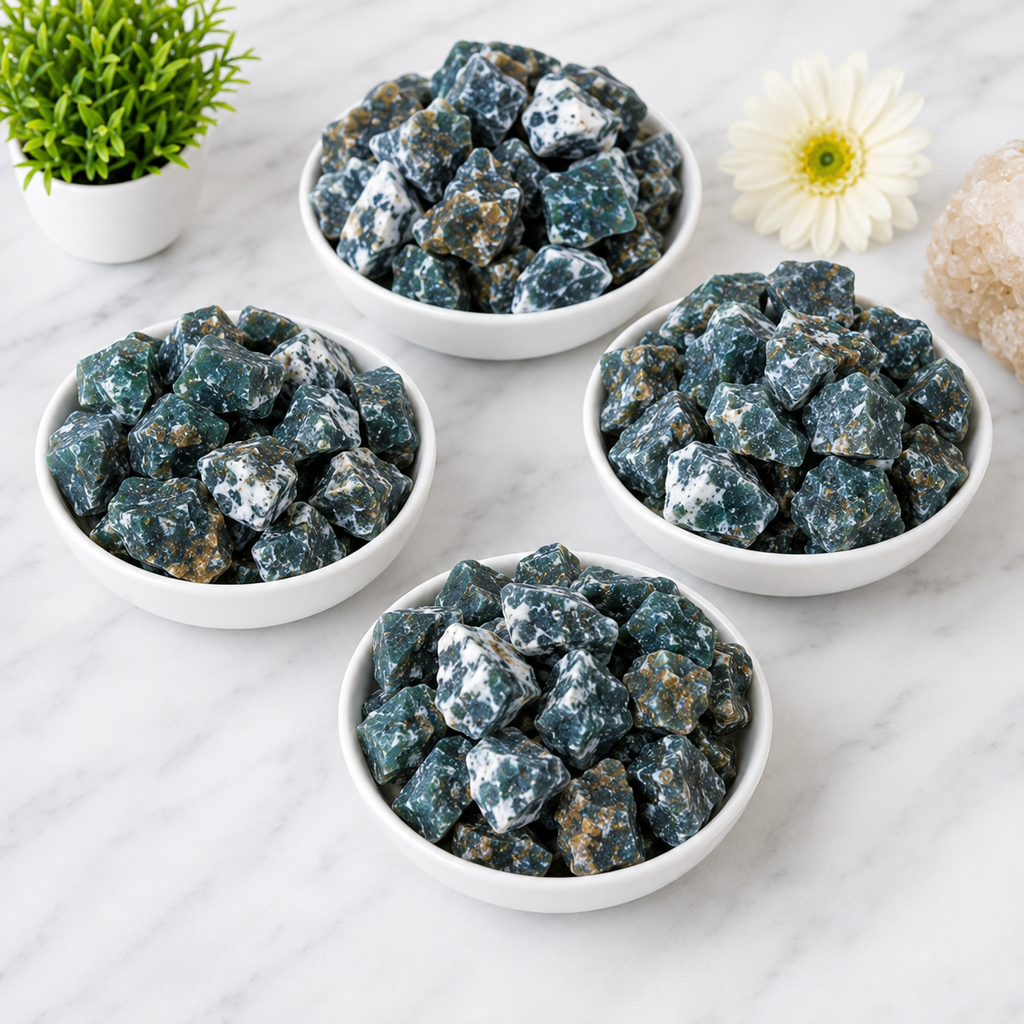 Moss Agate Rough Rocks(Encourage Tranquility and Emotional Balance)