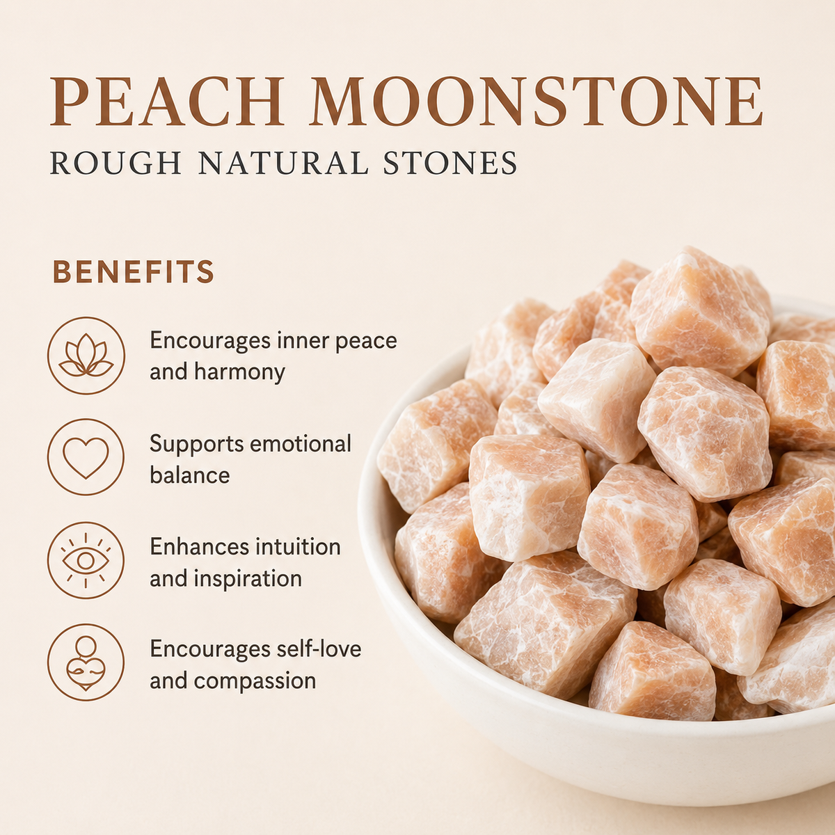 Peach Moonstone Rough Rocks (Confidence and Good Luck) | Rough Chunks | Wiccan Center