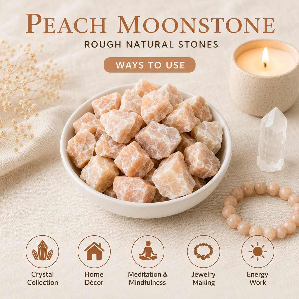 Peach Moonstone Rough Rocks (Confidence and Good Luck) | Rough Chunks | Wiccan Center