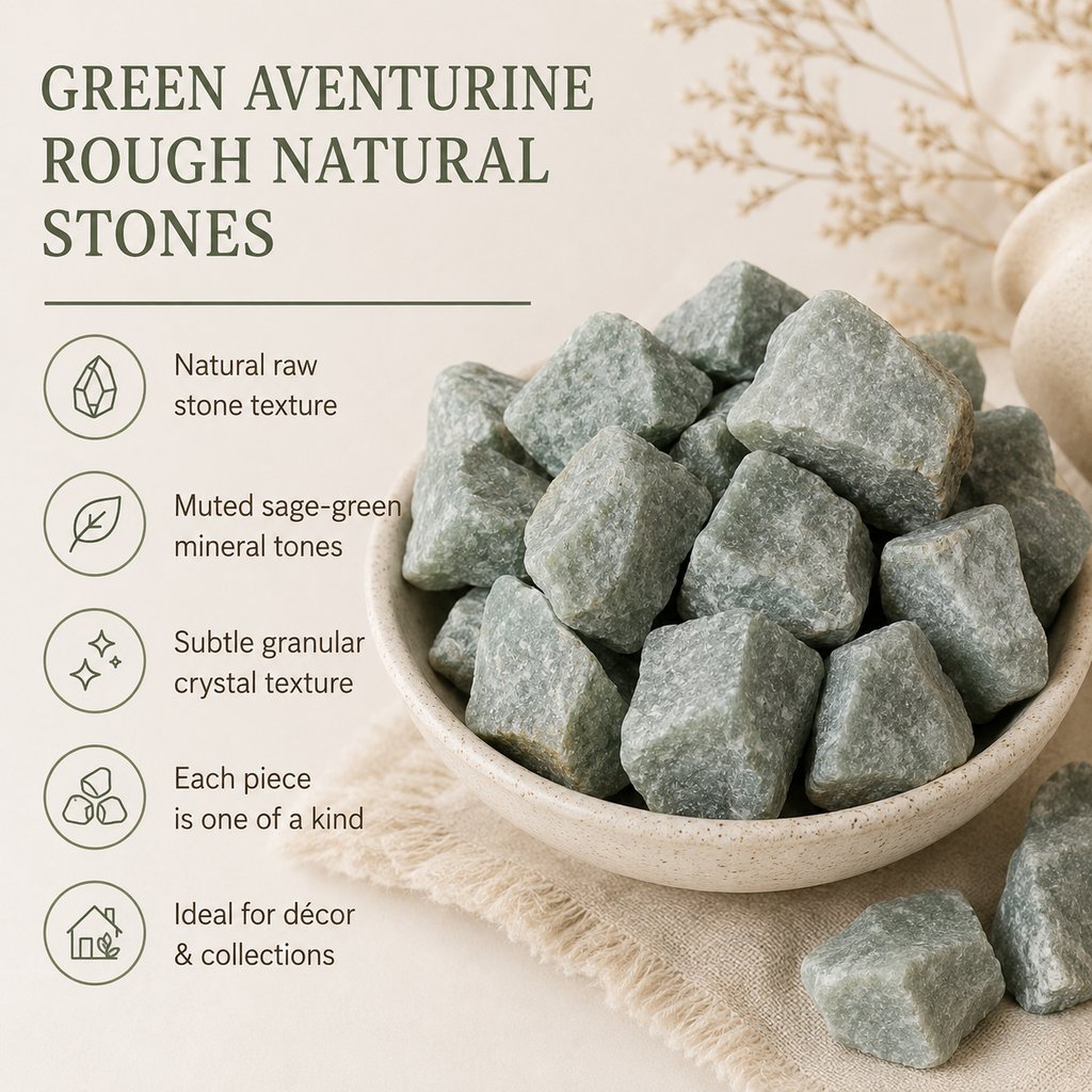 Green Aventurine Rough Rocks (Grounding and Stability)