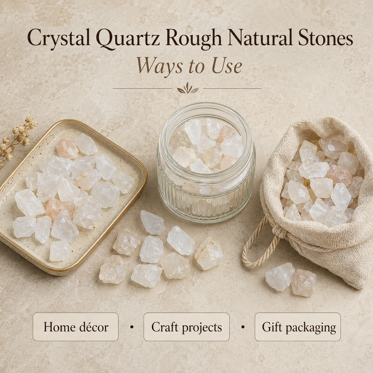 Crystal Quartz Rough Rocks (Balances Energy and Concentration)