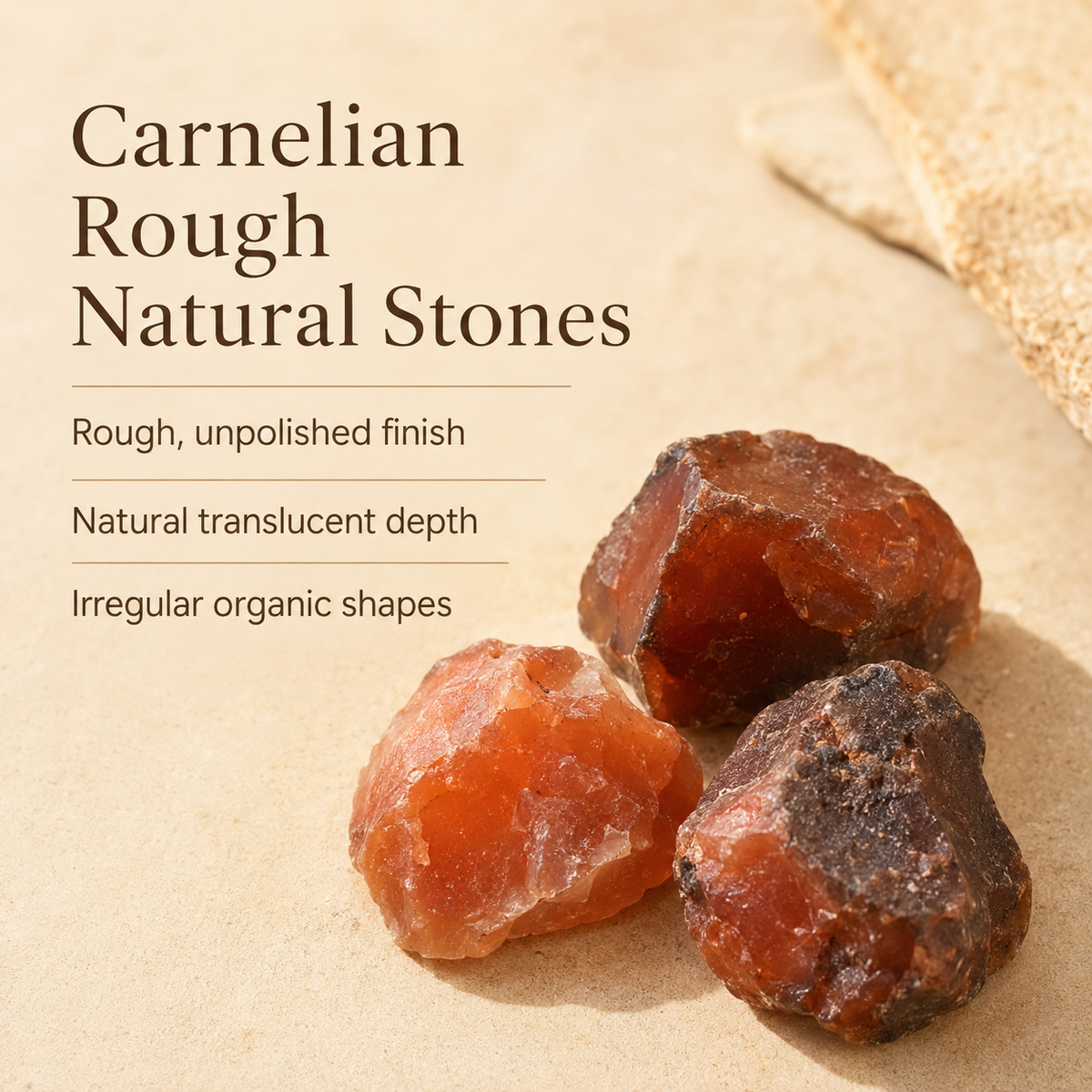 Carnelian Rough Rocks (Motivation and Stimulates Creativity) | Rough Chunks | Wiccan Center