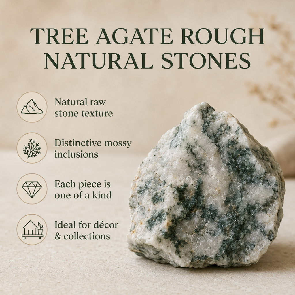 Tree Agate Rough Rocks (Trust and Self-Discipline) | Rough Chunks | Wiccan Center