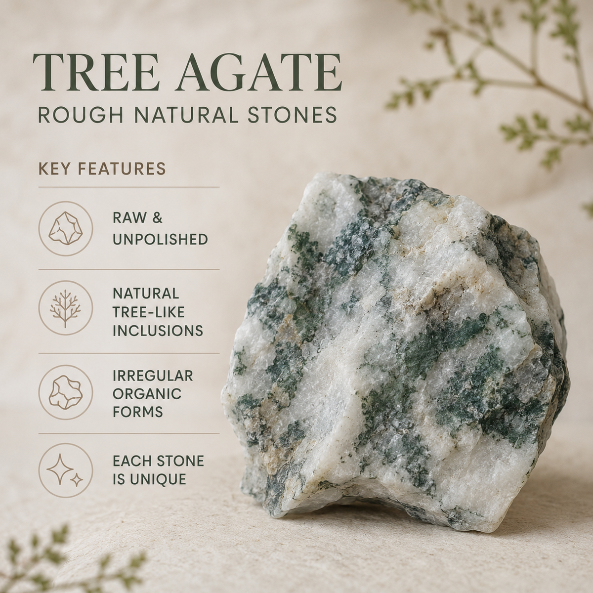 Tree Agate Rough Rocks (Trust and Self-Discipline) | Rough Chunks | Wiccan Center