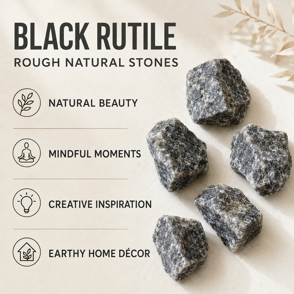 Black Rutile Rough Rocks (Promotes Strength and Growth)