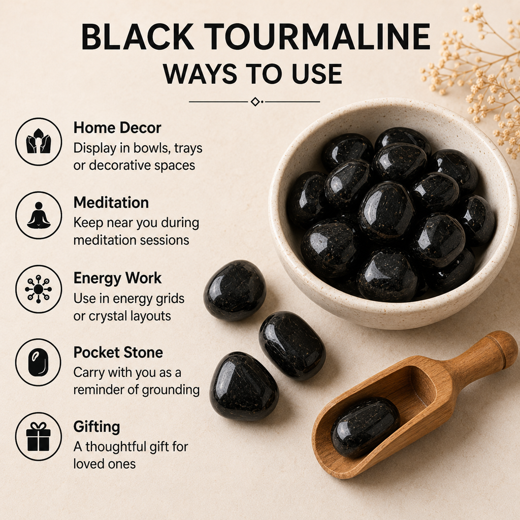 Black Tourmaline Tumbled Crystals (Strength and Protection)