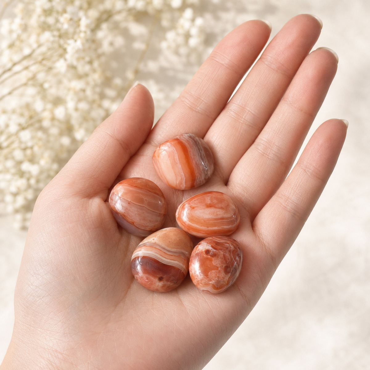 Red Sulemani Agate Tumbled Crystals (Improves Physical and Mental Health) | Tumbled Stones & Chips | Wiccan Center