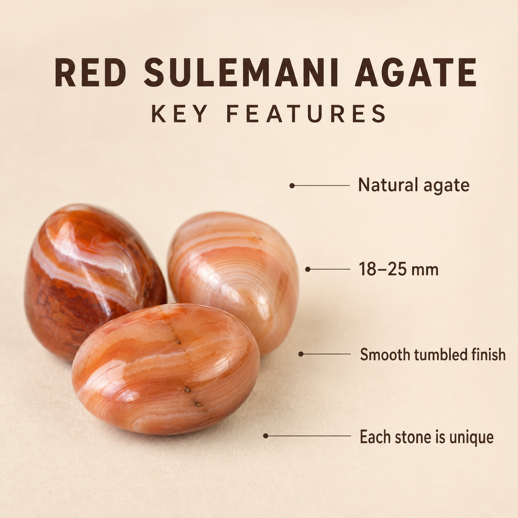 Red Sulemani Agate Tumbled Crystals (Improves Physical and Mental Health) | Tumbled Stones & Chips | Wiccan Center