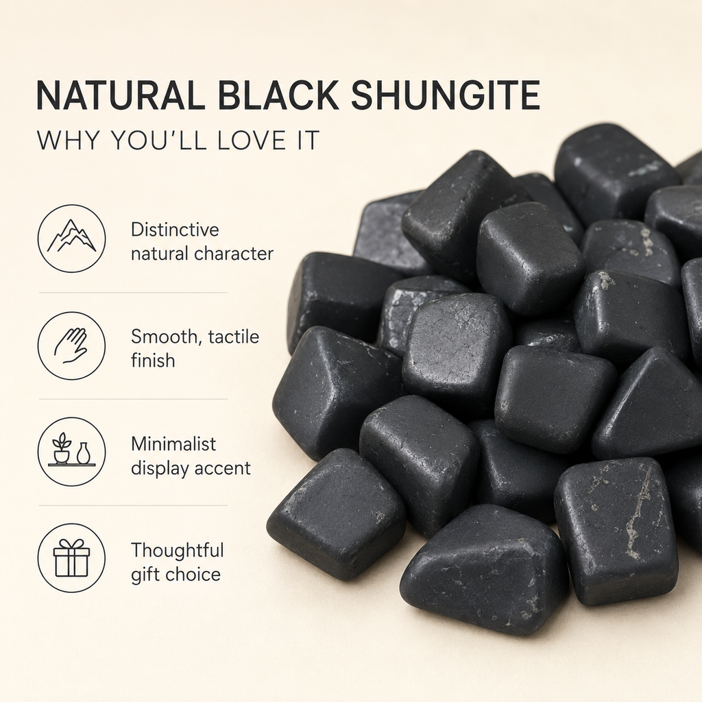 Black Shungite Tumbled Crystals (Elimination Toxins and Clarity ) | Tumbled Stones & Chips | Wiccan Center