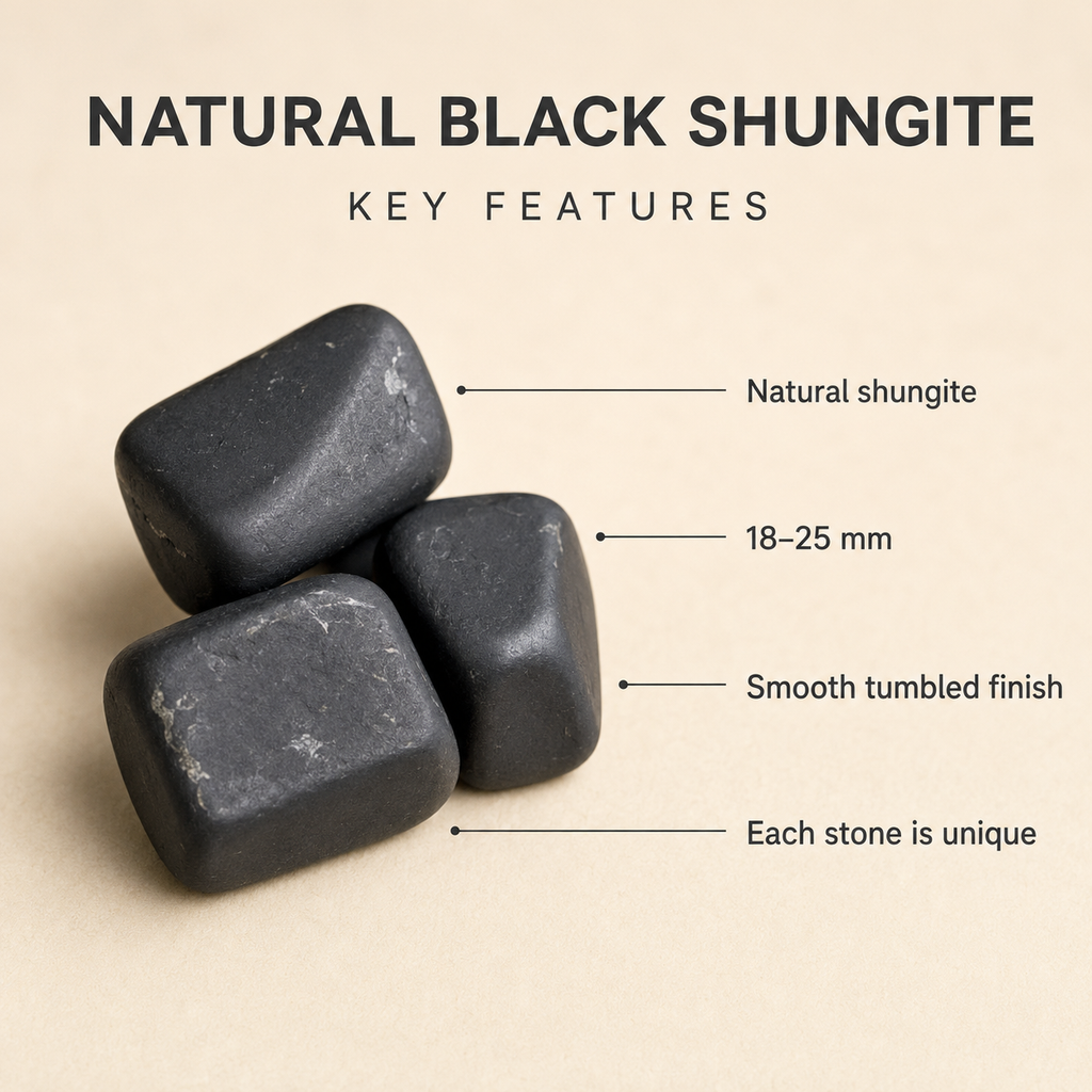 Black Shungite Tumbled Crystals (Elimination Toxins and Clarity ) | Tumbled Stones & Chips | Wiccan Center