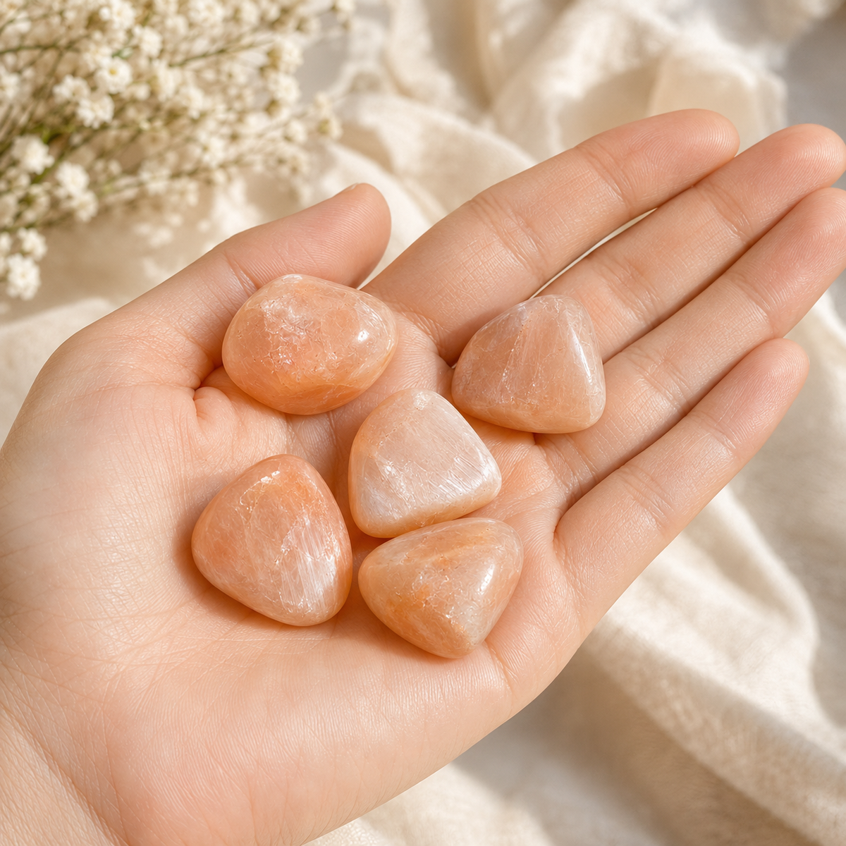 Peach Moonstone Tumbled Crystals (Mastering Fear and Leadership)
