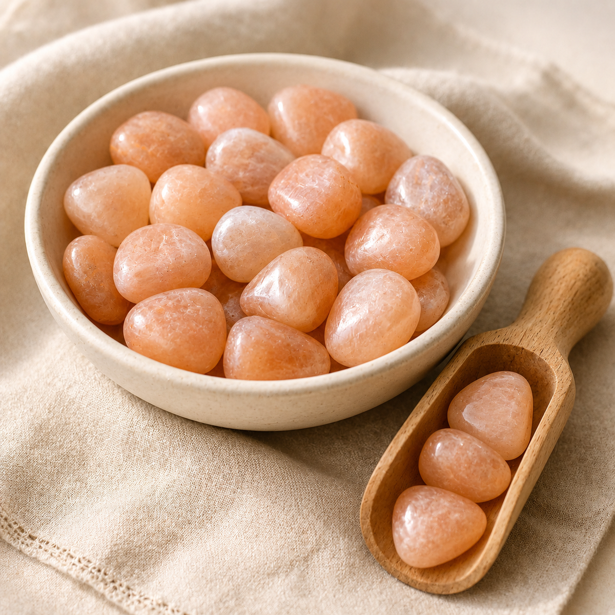 Peach Moonstone Tumbled Crystals (Mastering Fear and Leadership)