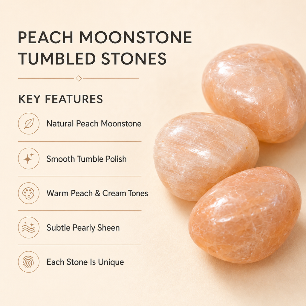 Peach Moonstone Tumbled Crystals (Mastering Fear and Leadership)