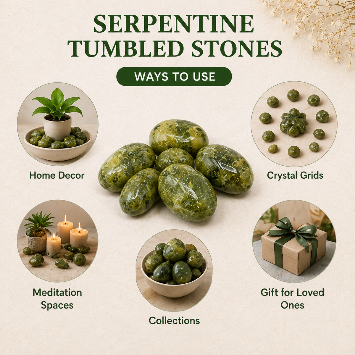 Serpentine Tumbled Crystals (Mastering Fear and Self Discovery)