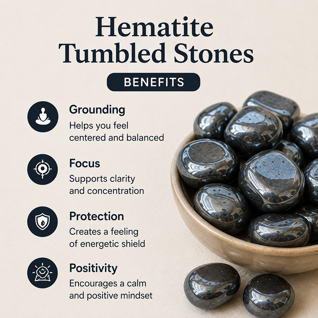 Hematite Tumbled Crystals (Focus and Strength)