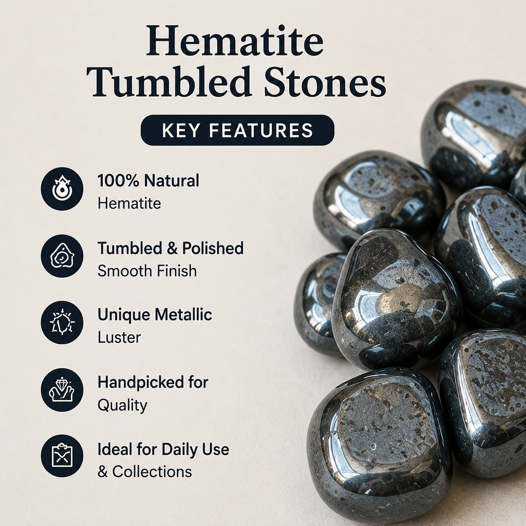 Hematite Tumbled Crystals (Focus and Strength)