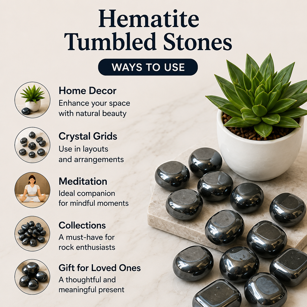 Hematite Tumbled Crystals (Focus and Strength)