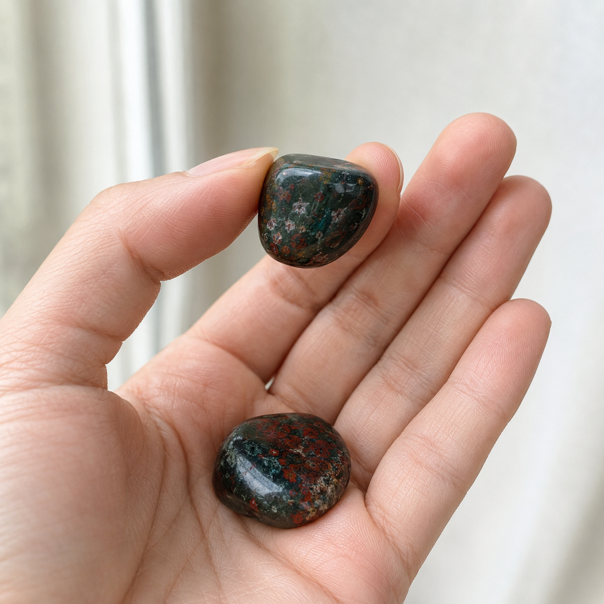 African Bloodstone Tumbled Crystals (Abundance of wealth and Protection) | Tumbled Stones & Chips | Wiccan Center