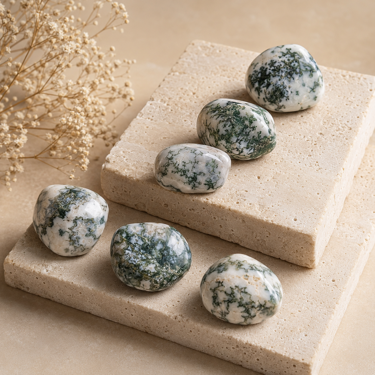 Tree Agate Tumbled Crystals (Knowledge and Trust)