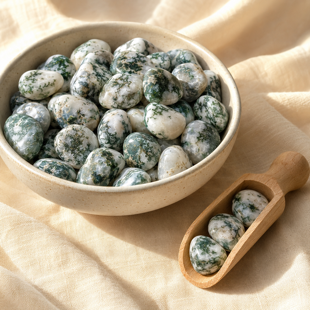 Tree Agate Tumbled Crystals (Knowledge and Trust)