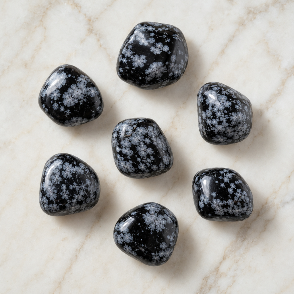 Snowflake Obsidian Tumbled Crystals (Alignment With The Higher Self and Channeling)