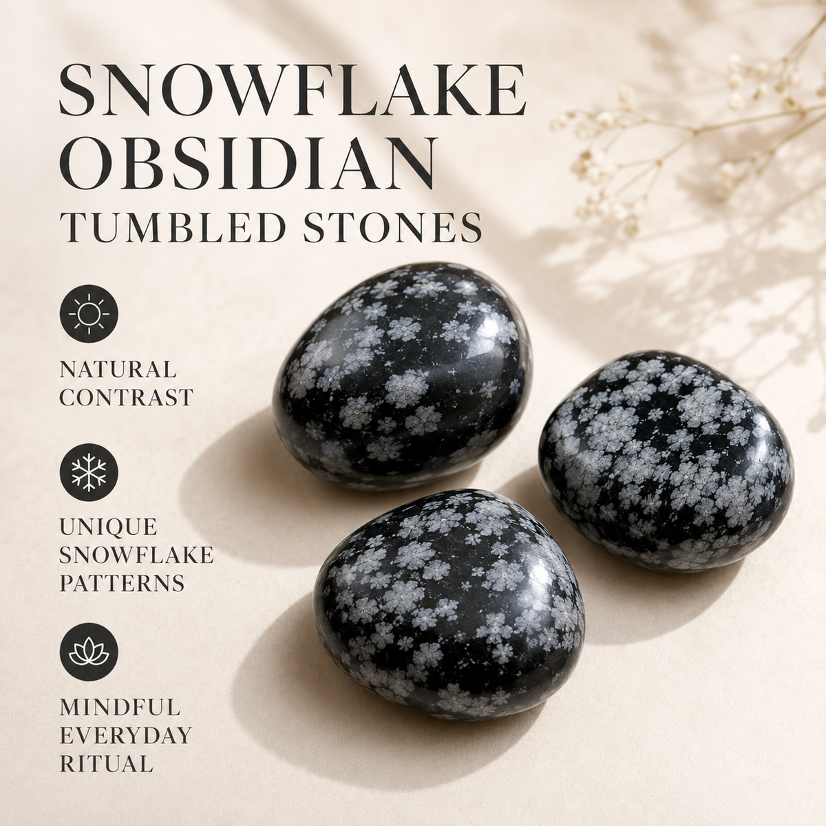 Snowflake Obsidian Tumbled Crystals (Alignment With The Higher Self and Channeling)