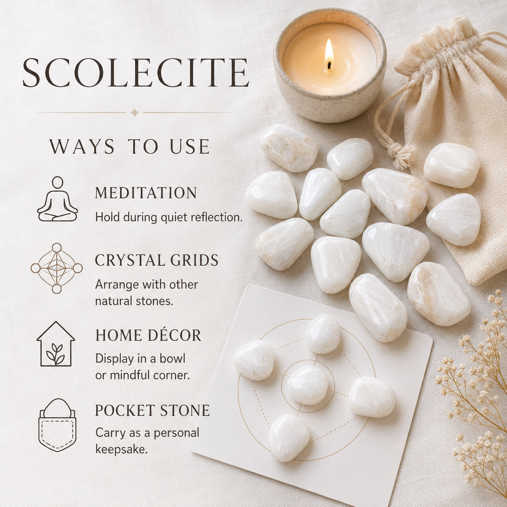 Scolecite Tumbled Crystals (Expanded Awareness and Intuition) | Tumbled Stones & Chips | Wiccan Center
