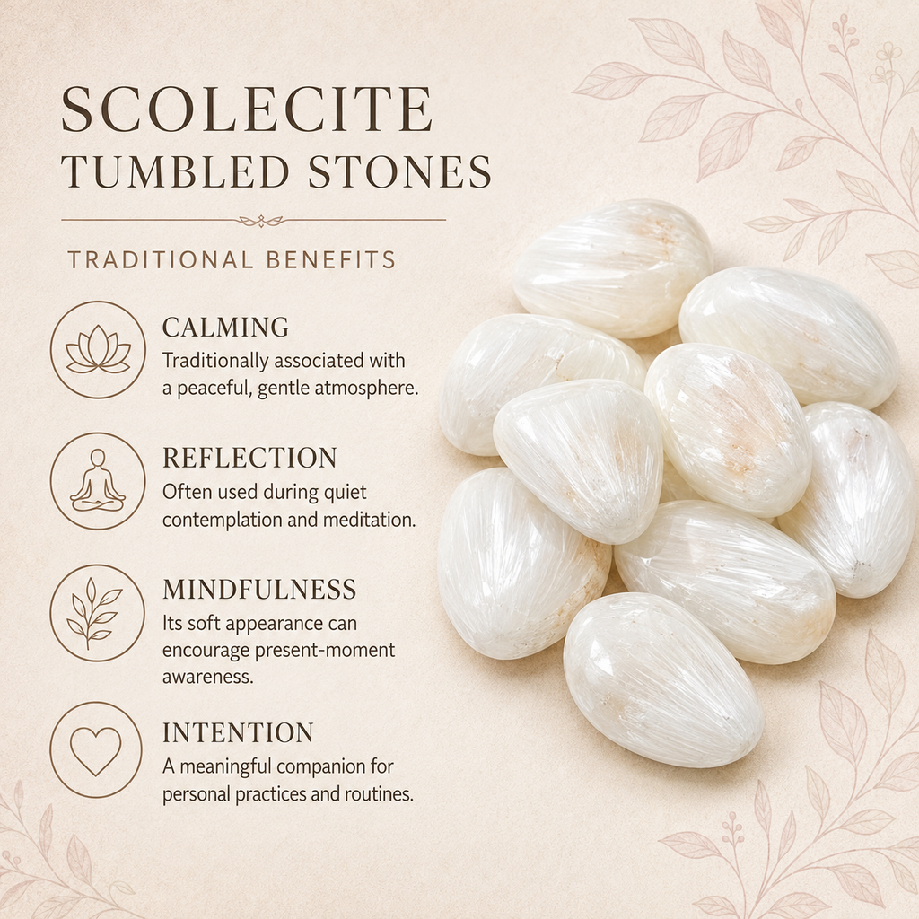 Scolecite Tumbled Crystals (Expanded Awareness and Intuition) | Tumbled Stones & Chips | Wiccan Center