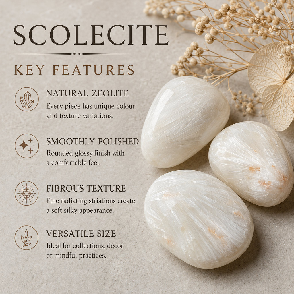 Scolecite Tumbled Crystals (Expanded Awareness and Intuition) | Tumbled Stones & Chips | Wiccan Center