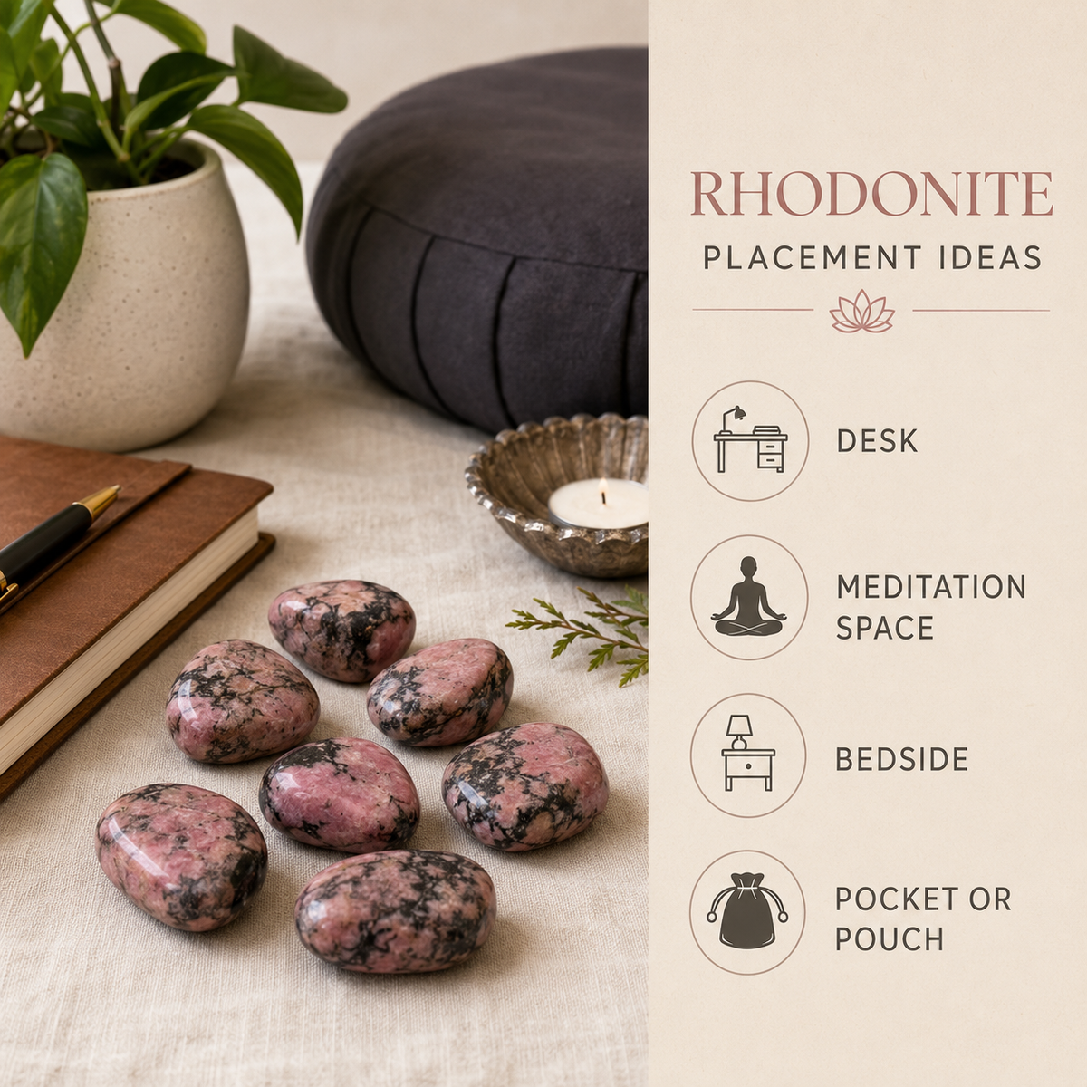 Rhodonite Tumbled Crystals (Spirit and Wisdom)