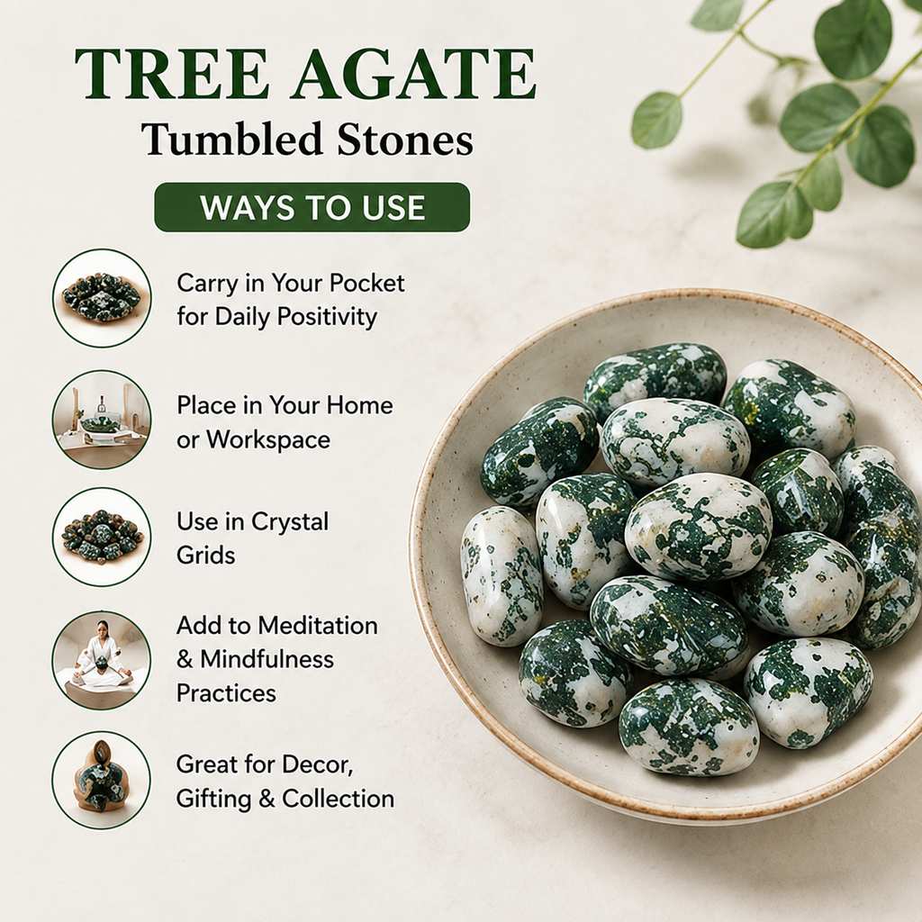 Tree Agate Tumbled Crystals (Knowledge and Trust)