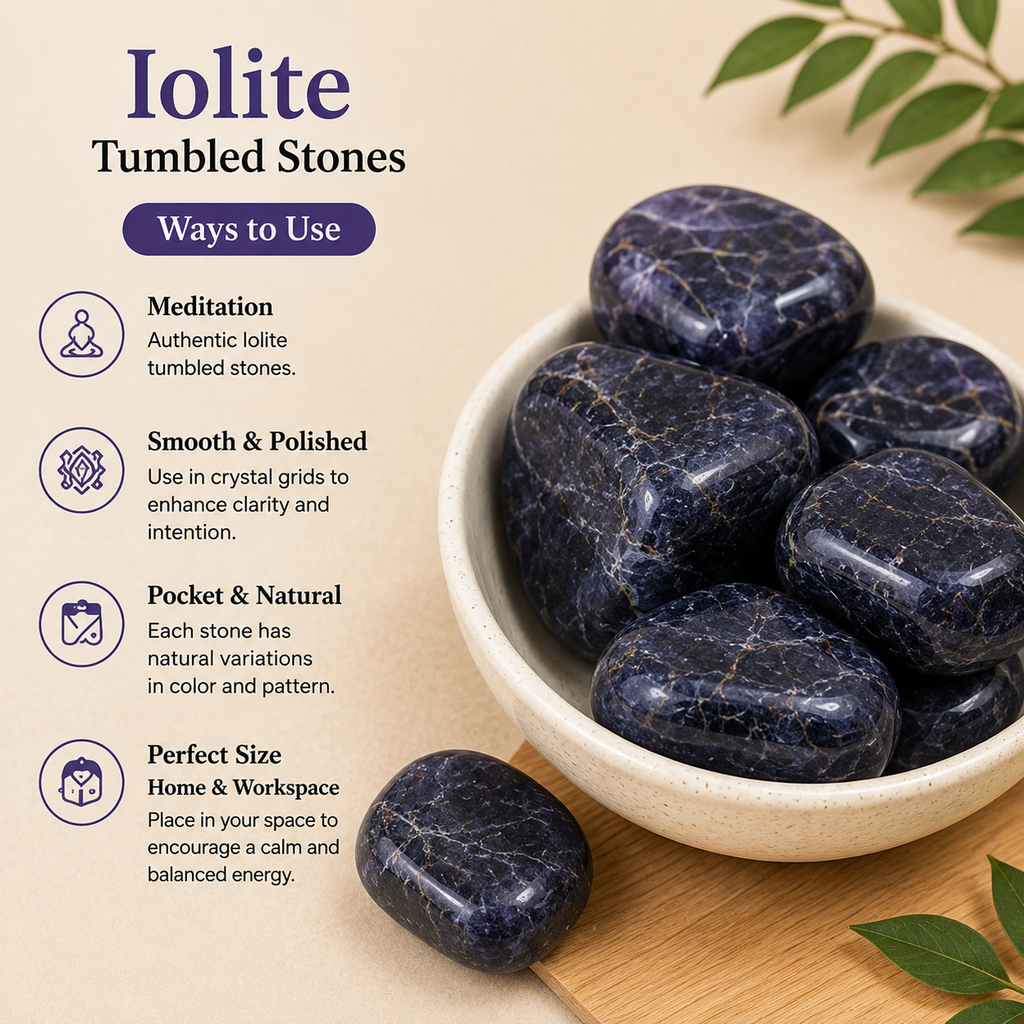 Iolite Tumbled Crystals(Meditation and Communication With Higher Realms)