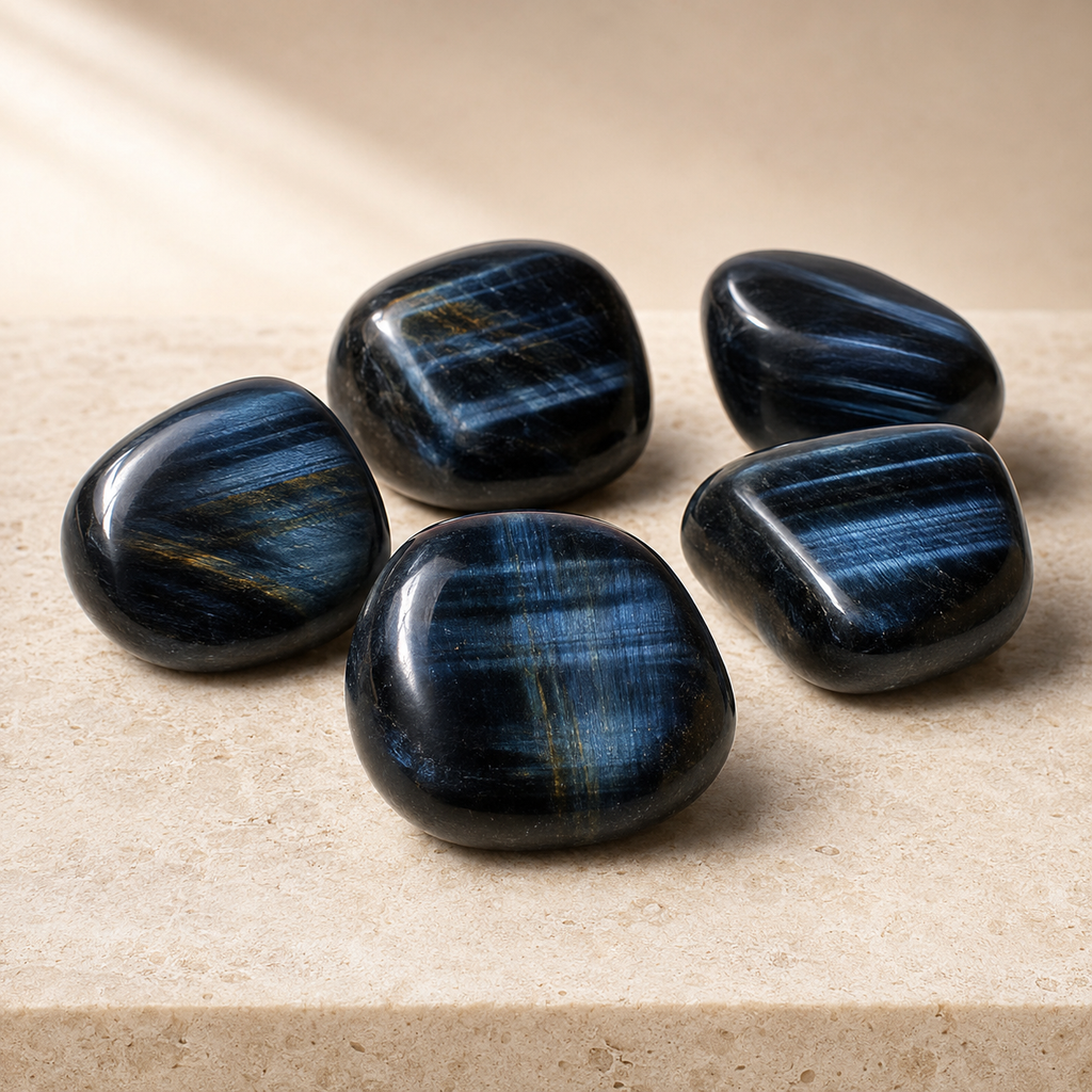 Blue Tiger Eye Tumbled Crystals (Alignment With The Higher Self and Unity Of Heart) | Tumbled Stones & Chips | Wiccan Center