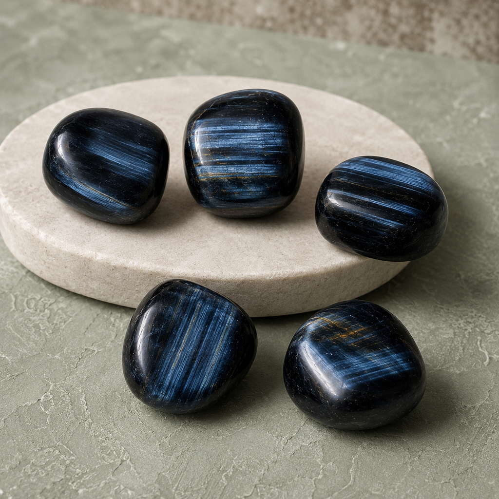 Blue Tiger Eye Tumbled Crystals (Alignment With The Higher Self and Unity Of Heart) | Tumbled Stones & Chips | Wiccan Center