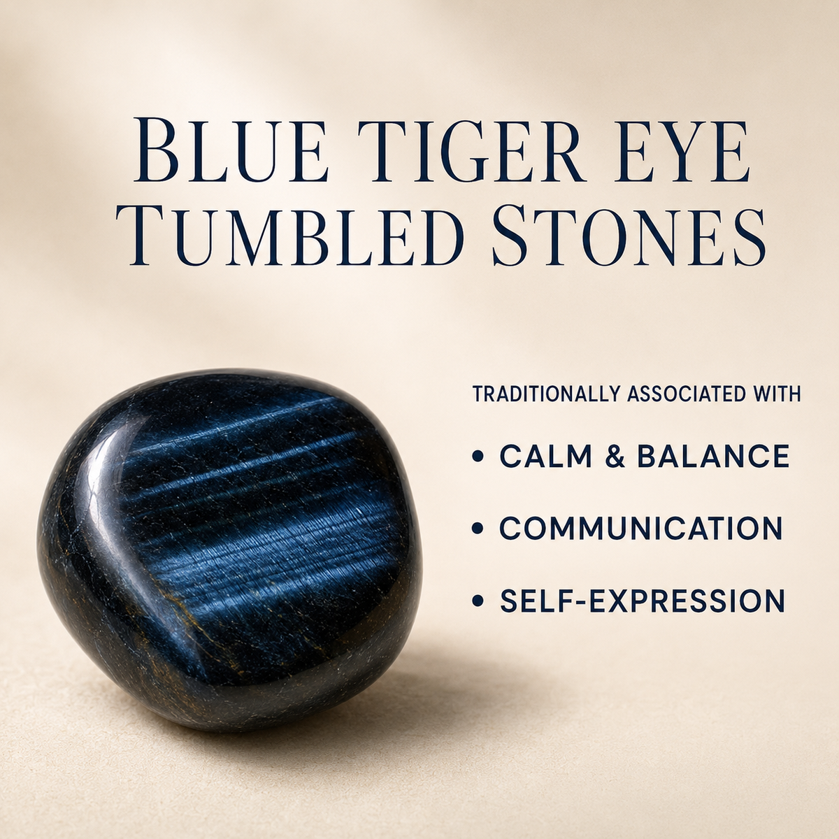 Blue Tiger Eye Tumbled Crystals (Alignment With The Higher Self and Unity Of Heart) | Tumbled Stones & Chips | Wiccan Center