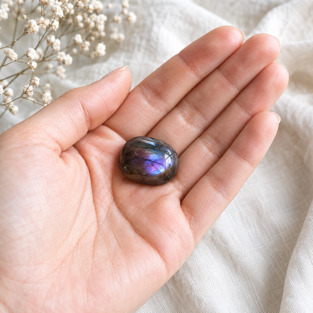Aura Quartz Labradorite Tumbled Crystals (Higher Self and Interdimensional)