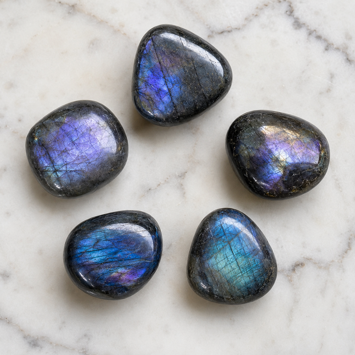 Aura Quartz Labradorite Tumbled Crystals (Higher Self and Interdimensional)