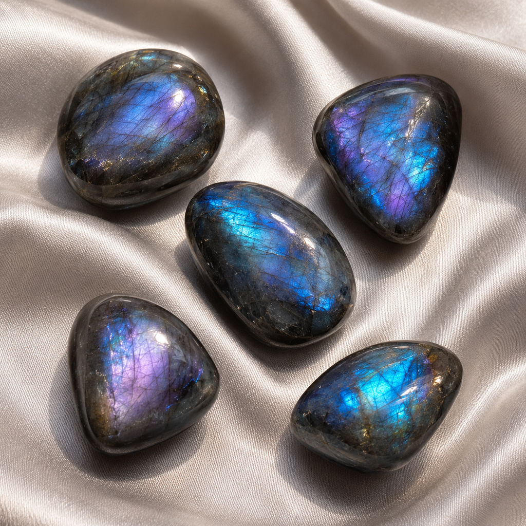 Aura Quartz Labradorite Tumbled Crystals (Higher Self and Interdimensional)