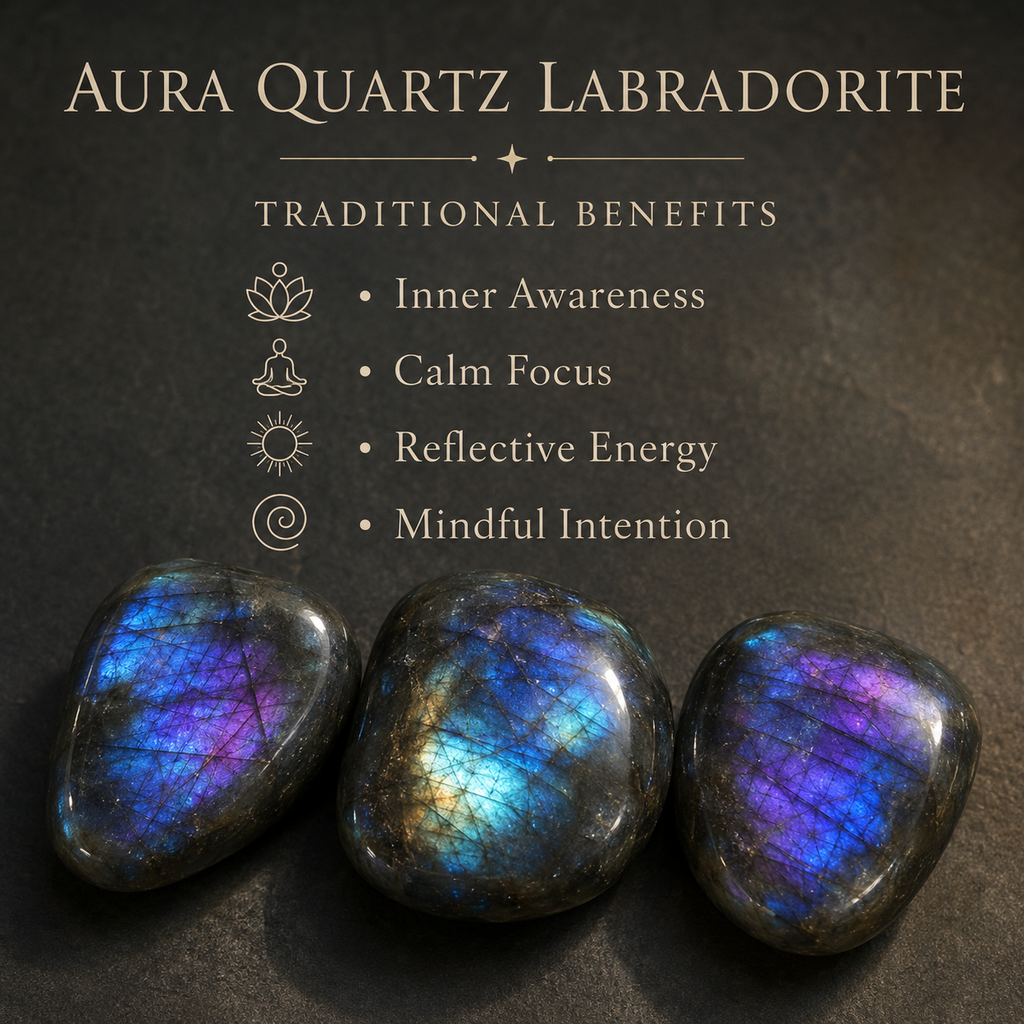 Aura Quartz Labradorite Tumbled Crystals (Higher Self and Interdimensional)