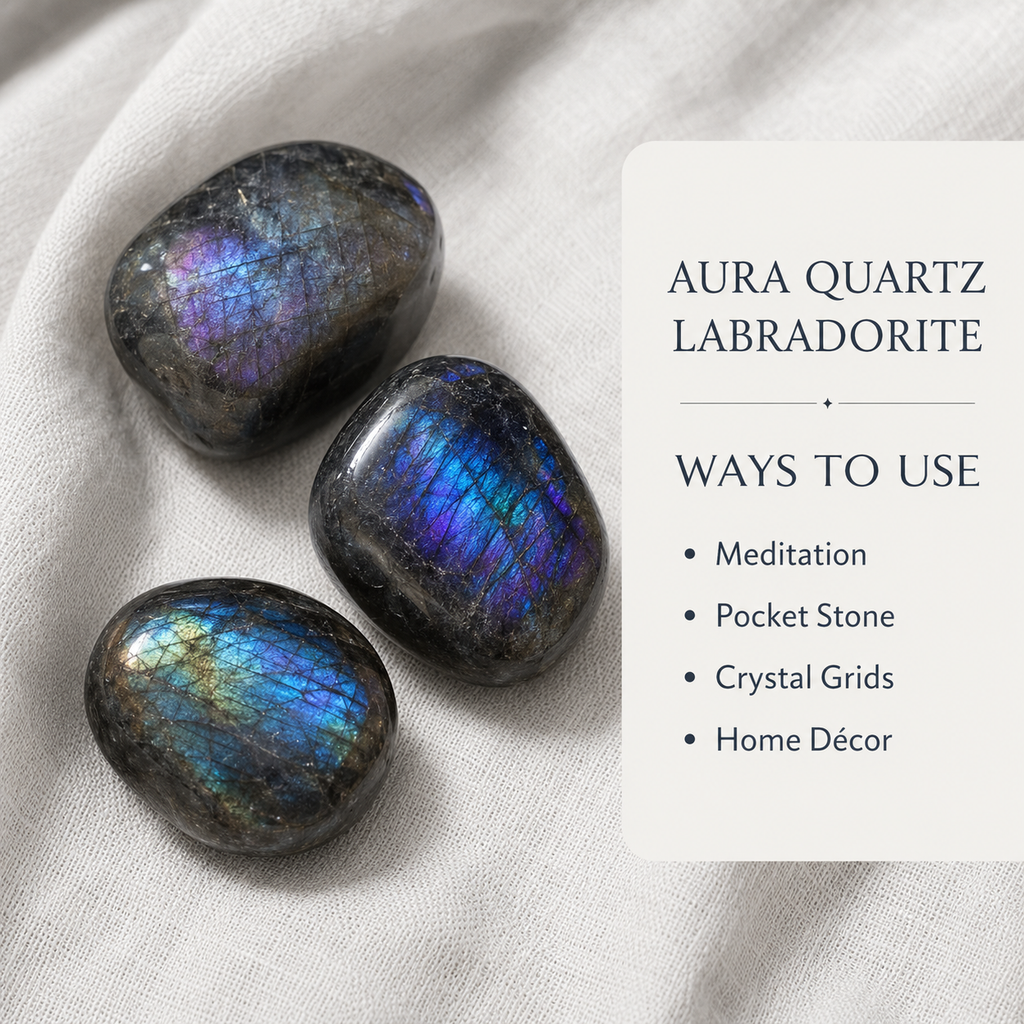 Aura Quartz Labradorite Tumbled Crystals (Higher Self and Interdimensional)