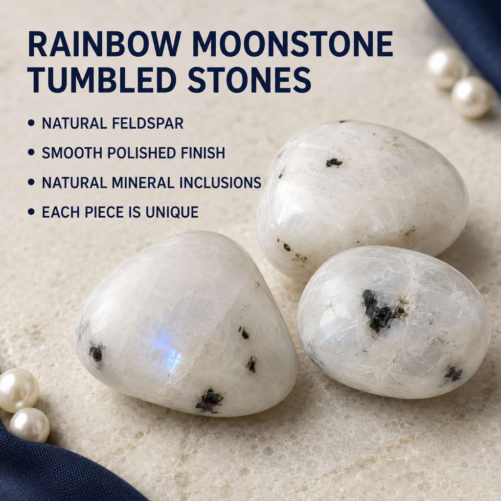 Rainbow Moonstone Tumbled Crystals For Psychic Abilities and Angelic Communication