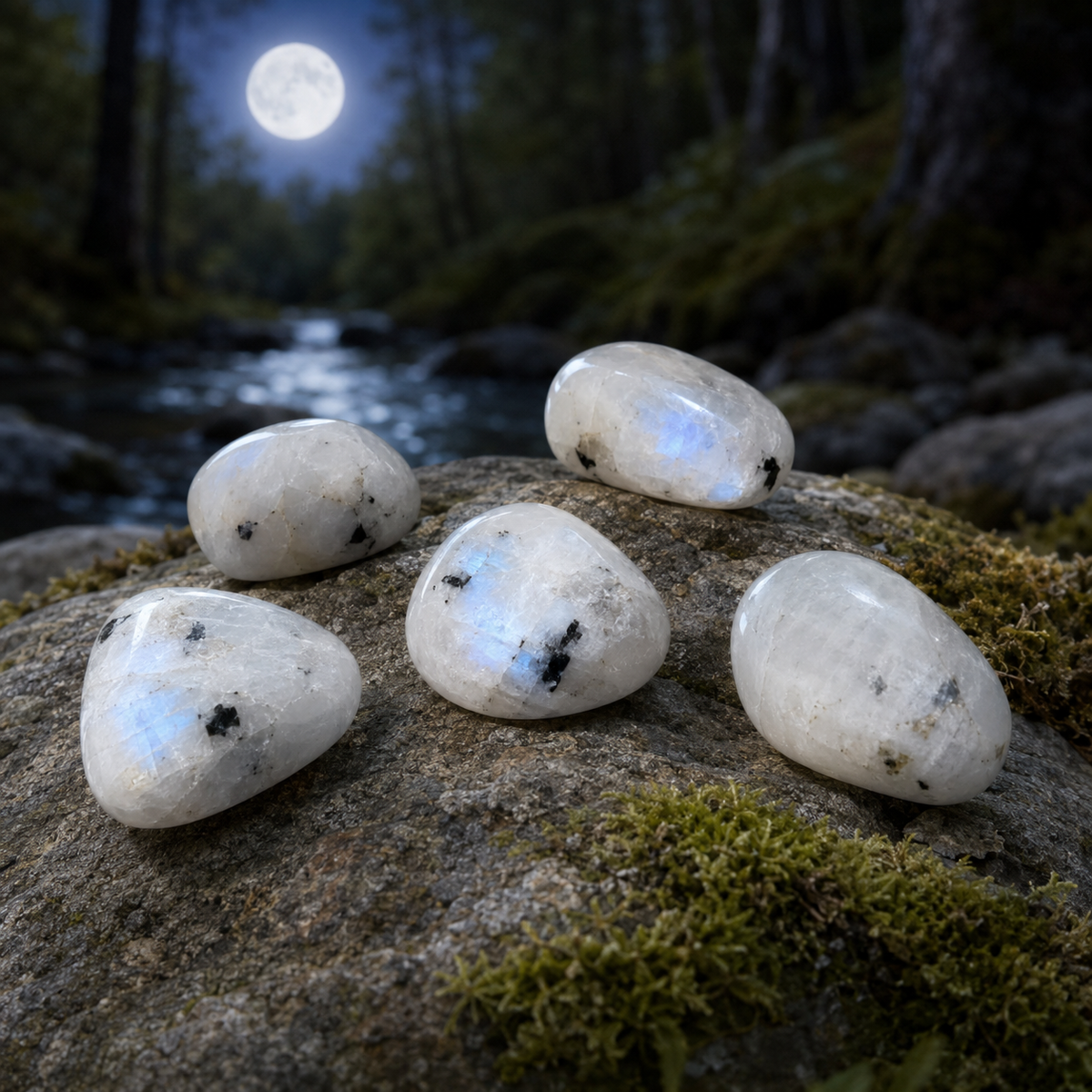 Rainbow Moonstone Tumbled Crystals For Psychic Abilities and Angelic Communication