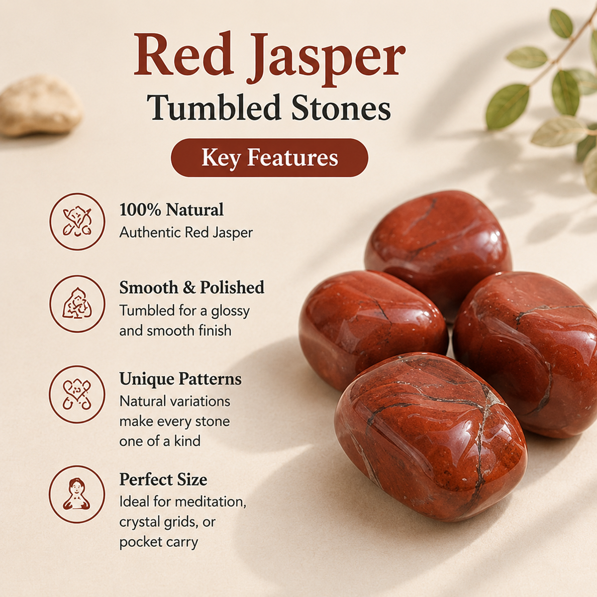 Red Jasper Tumbled Crystals (Breaking Addictions and Strength)