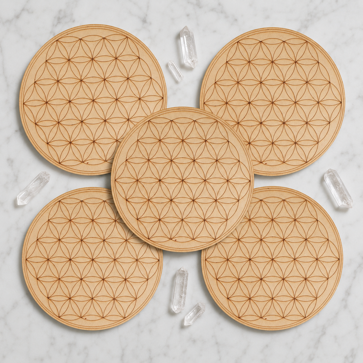 Tree of Life Crystal Grid Board, 6" Wooden Crystal Grid Plate | Pyramids & Spheres | Wiccan Center