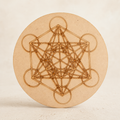 Metatron Cube Crystal Grid Board, 6" Wooden Crystal Grid Plate