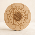 Moon Phase Crystal Grid Board, 6" Wooden Crystal Grid Plate