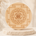Shri Yantra Crystal Grid Board, 6" Wooden Crystal Grid Plate | Pyramids & Spheres | Wiccan Center