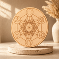 Sacred Geometry Crystal Grid Board, 6" Wooden Crystal Grid Plate